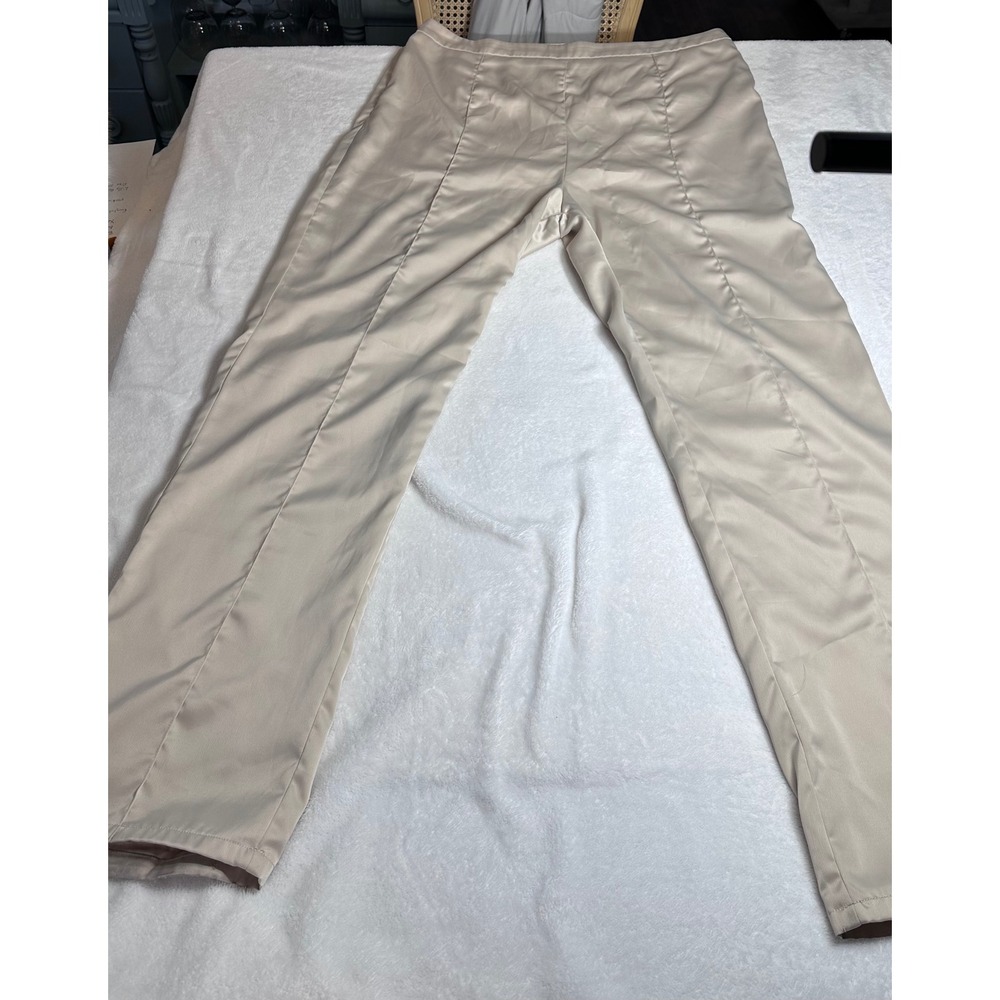 PrettyLittleThing Champagne Satin High Waisted Straight Leg Trousers Size 16 US